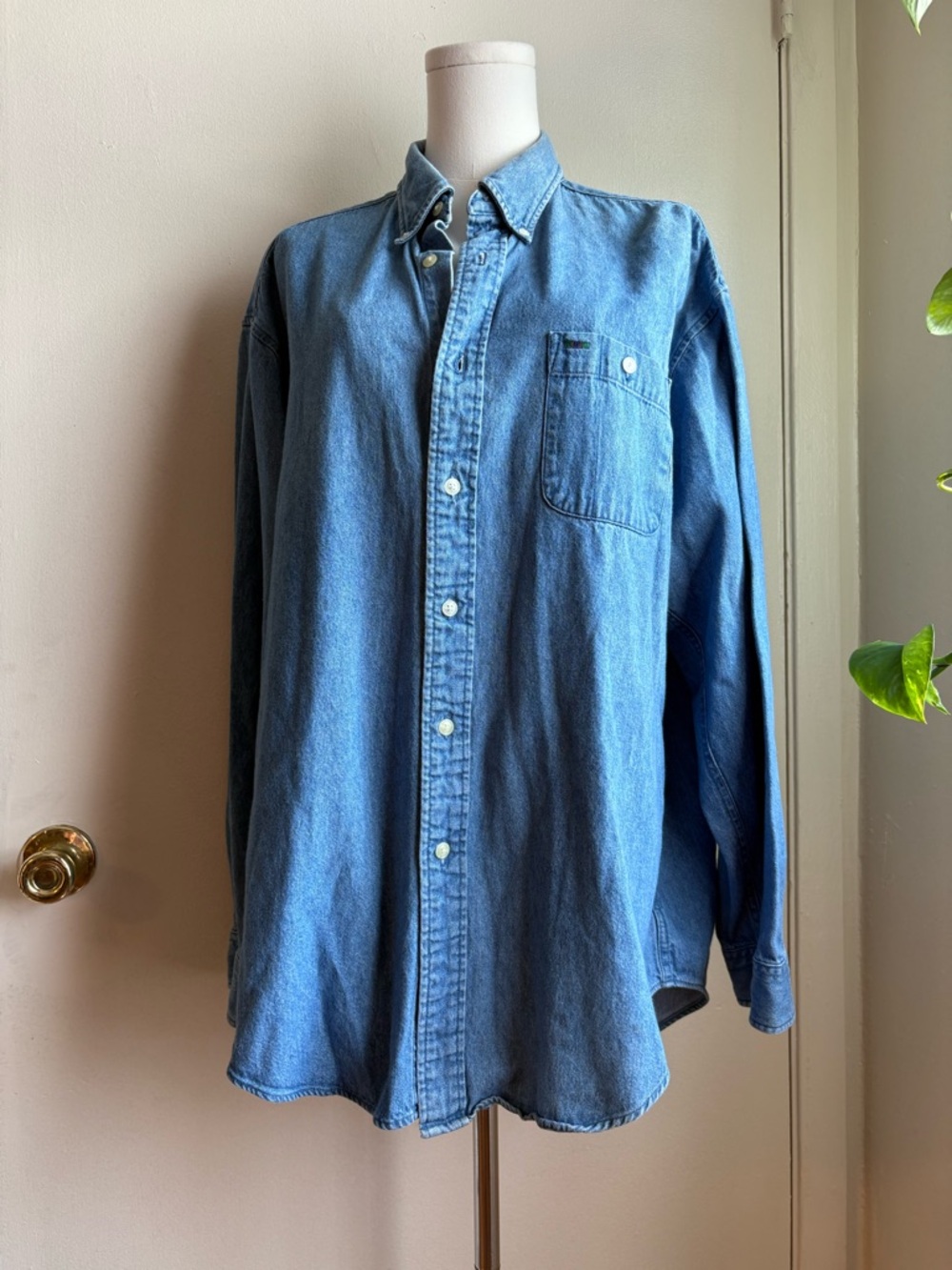 90s colours denim long sleeve button front
